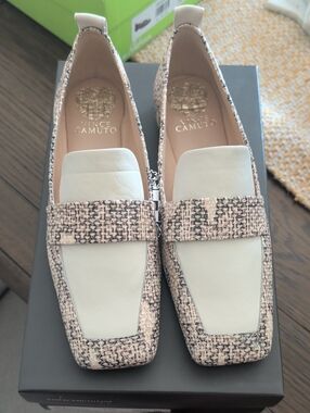 Vince Camuto Women's Cream Tweed Loafer
